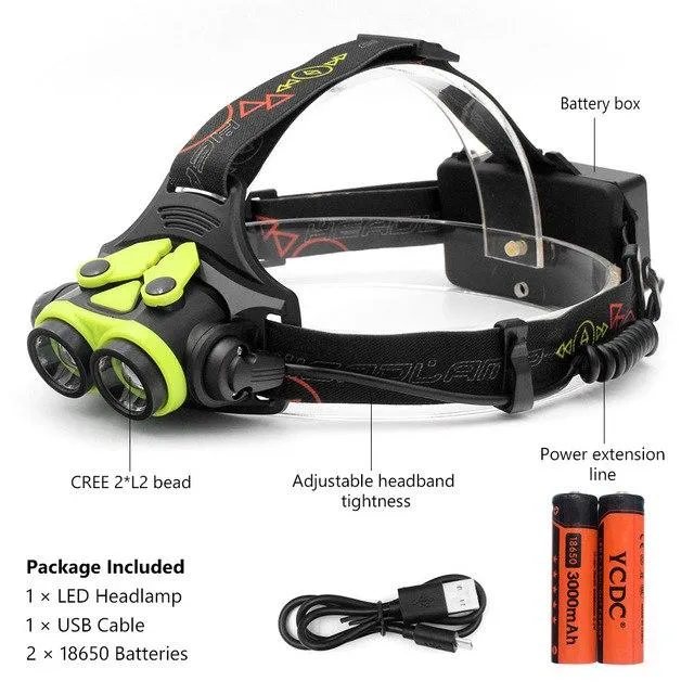 TSLEEN Cree LED Headlamp Headlight Waterproof Flashlight Outdoor Camping Head Light Lamp Torch Lantern  3xAA or 2x18650 Battery