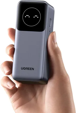 UGREEN Nexode Power Bank 12000mAh 100W PD PPS Fast Charging Portable Charger Battery Pack with 1USB-C 1USB-A and Smart Display for MacBook Air/ipad/iPhone 16/Galaxy S24/Steam Deck/Google etc