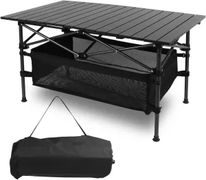Ultralight Aluminum Foldable Camping Table - Portable Roll-Up Design with Carry Bag, for Indoor Outdoor Camping Beach Backyard BBQ Parties Picnic Patio