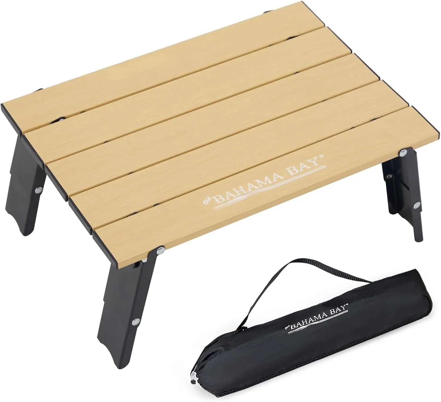 Ultralight Aluminum Mini Table, Foldable Small Beach Table with Retractable Legs, 66lbs/30kg Weight Capacity, Suitable for Picnic Camping Outdoor Hiking(Woodgrain)