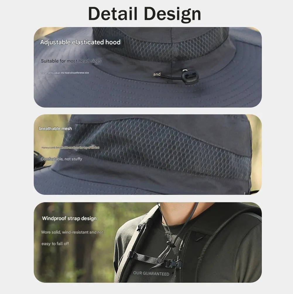 Ultralight Solar Fan Sun Hat, Outdoor Wide Brim Sun Hat with 2 Solar Fan Built, UPF 50  Solar Powered Fan Outdoor Fishing Hat