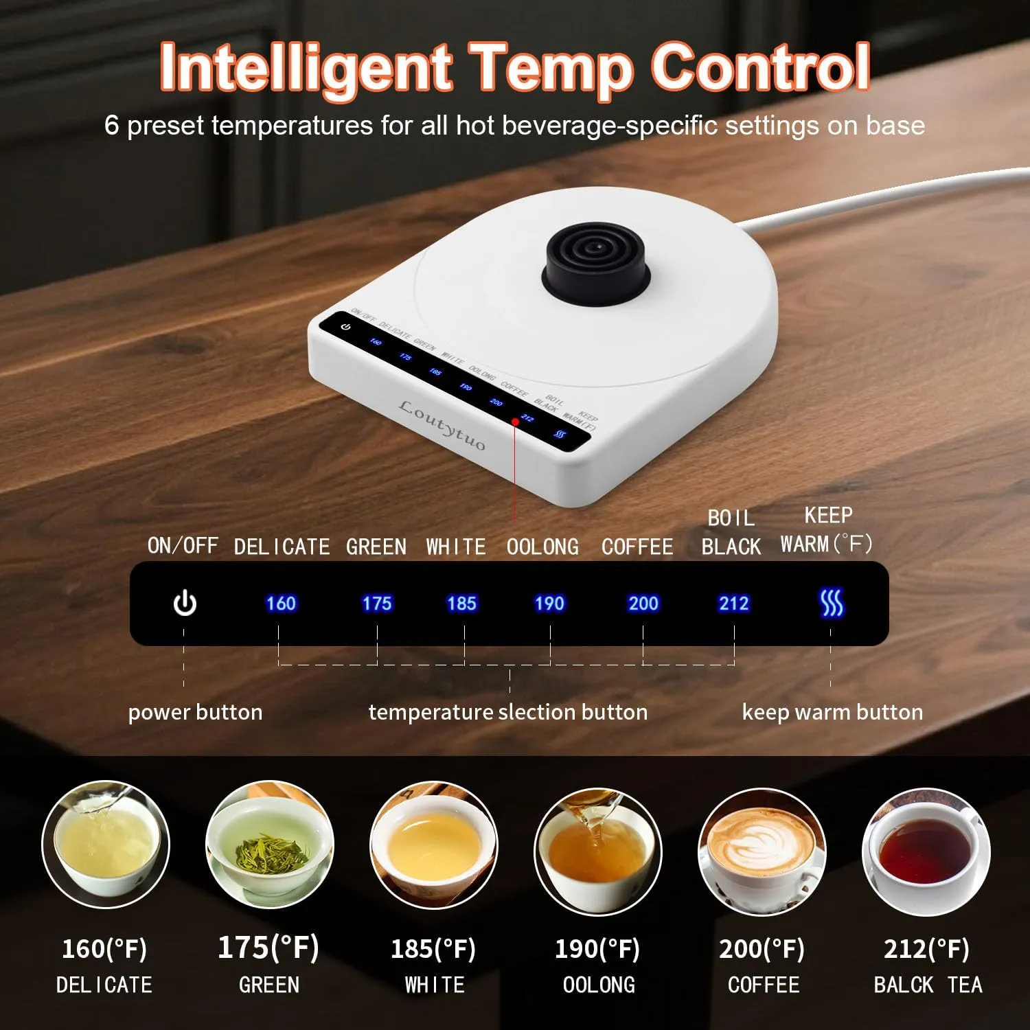 Ultrathin Food Grade Silicone Travel Foldable Electric Kettle Variable Temperature Control with Dual Voltage, Auto Shutoff & Boil Dry Protection & Keep Warm, 555ML 110-220V US Plug (Black)