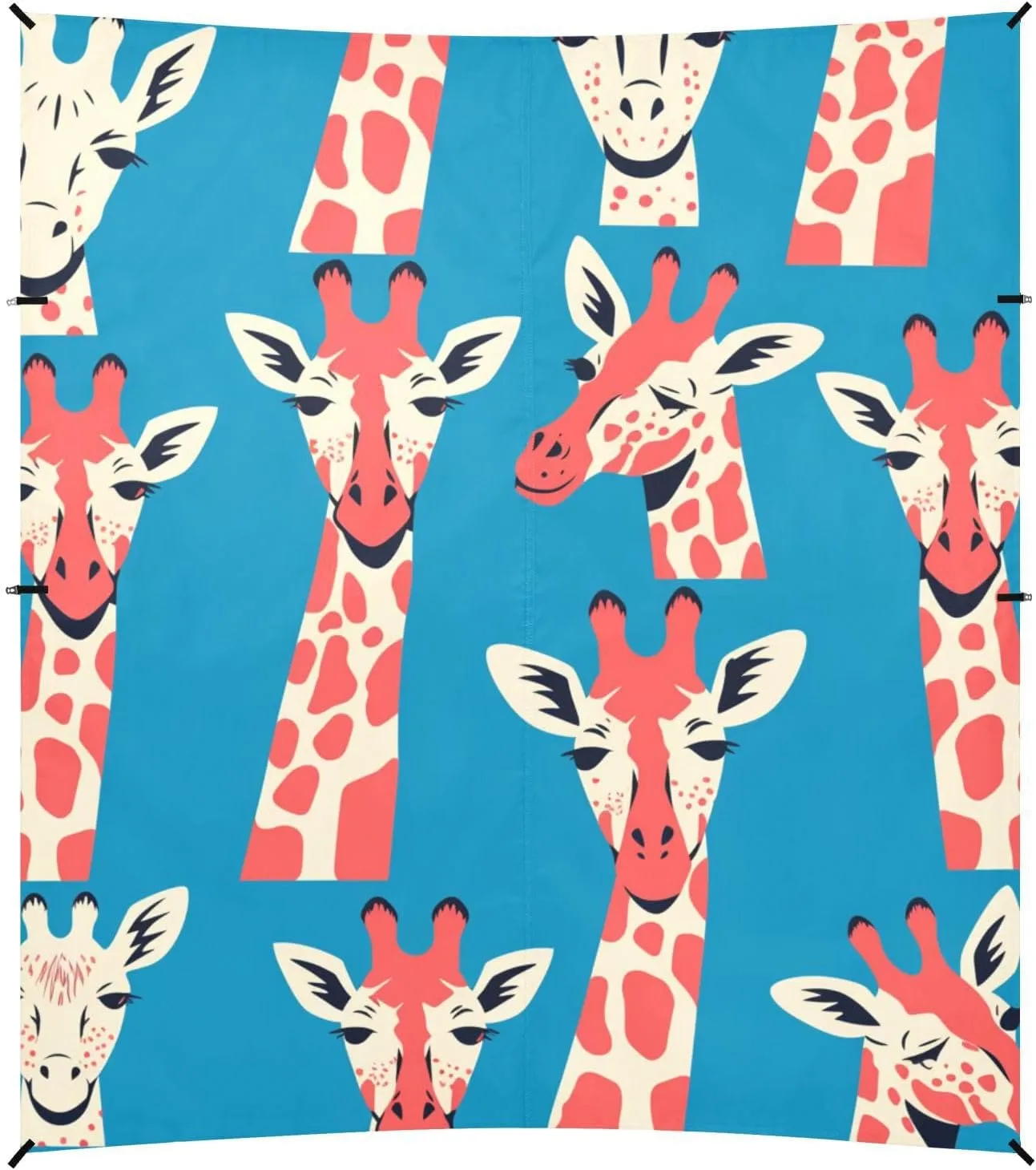 Unique Giraffe Face Blue Foldable Beach Cabana UPF50 Water-Resistant Portable Sunshade with Sandbags & Sand Shovel for Family Travel