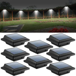 UniqueFire Solar Gutter Lights - 40 LED Outdoor Fence Lights, Waterproof Security Lamps for Eaves, Garden, Landscape, Walkway (8PCS Black & Cold White)