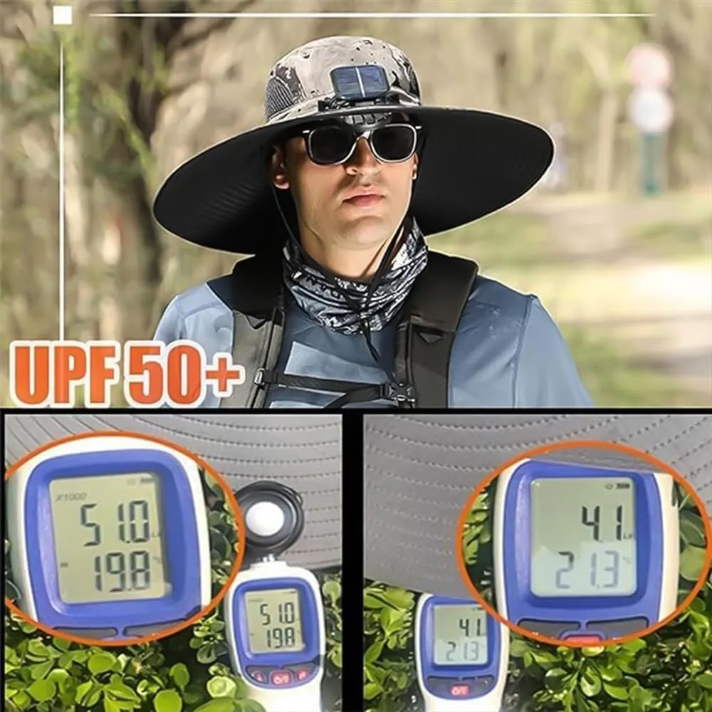 UPF 50  Sun Hat with Detachable Solar Powered Fans, Ultralight & Breathable Design, Ideal for Fishing, Hiking
