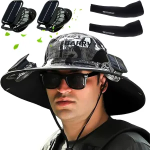 UPF 50  Sun Hat with Detachable Solar Powered Fans, Ultralight & Breathable Design, Ideal for Fishing, Hiking