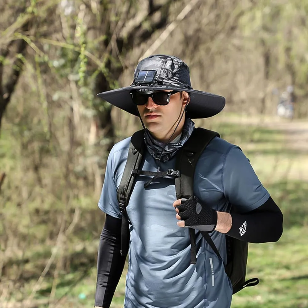 UPF 50  Sun Hat with Detachable Solar Powered Fans, Ultralight & Breathable Design, Ideal for Fishing, Hiking