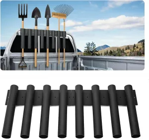 uyoyous Shovel Holder for Truck 8-Hole Shovel Mount Metal Trailer Tool Rack with 8 Tool Holes for Shovels, Hoes, Rakes, Trimmers, Lawn Tools, Landscape Hand Tools (Bed & Box Mount)
