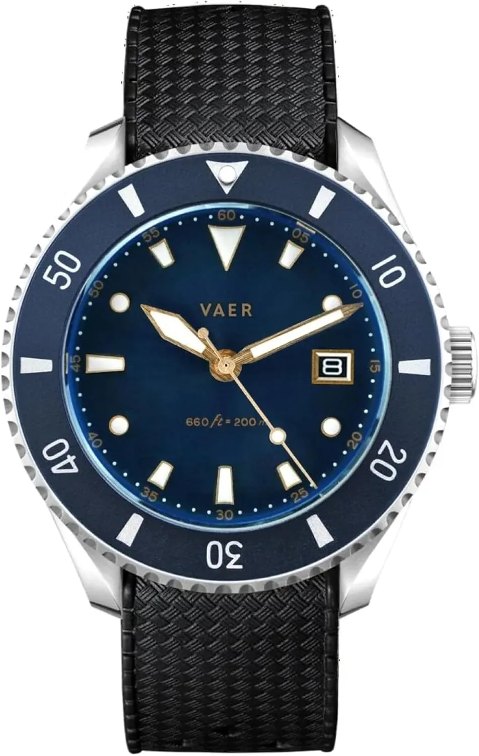 Vaer DS4 Solar Dive Watch for Men - Ocean Ready 20 ATM Solar Powered - Perpetual Time Keeping Sapphire Crystal ( /- 20 Seconds per Month) - Includes Two Quick-Change 20mm Straps - 42mm (Medium)
