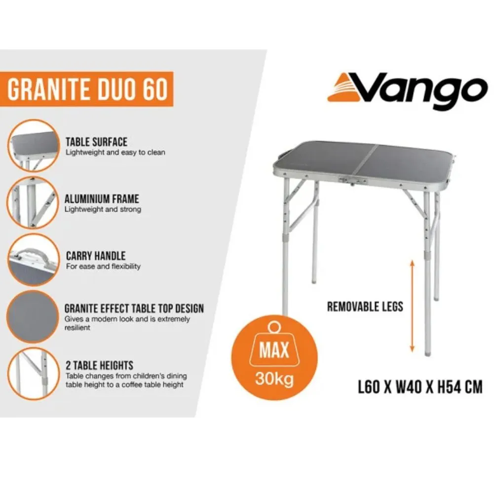 Vango Granite Duo 60 Foldable Camping Table