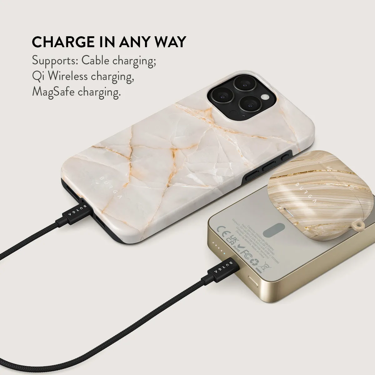 Vanilla Sand - Marble Magnetic Power Bank