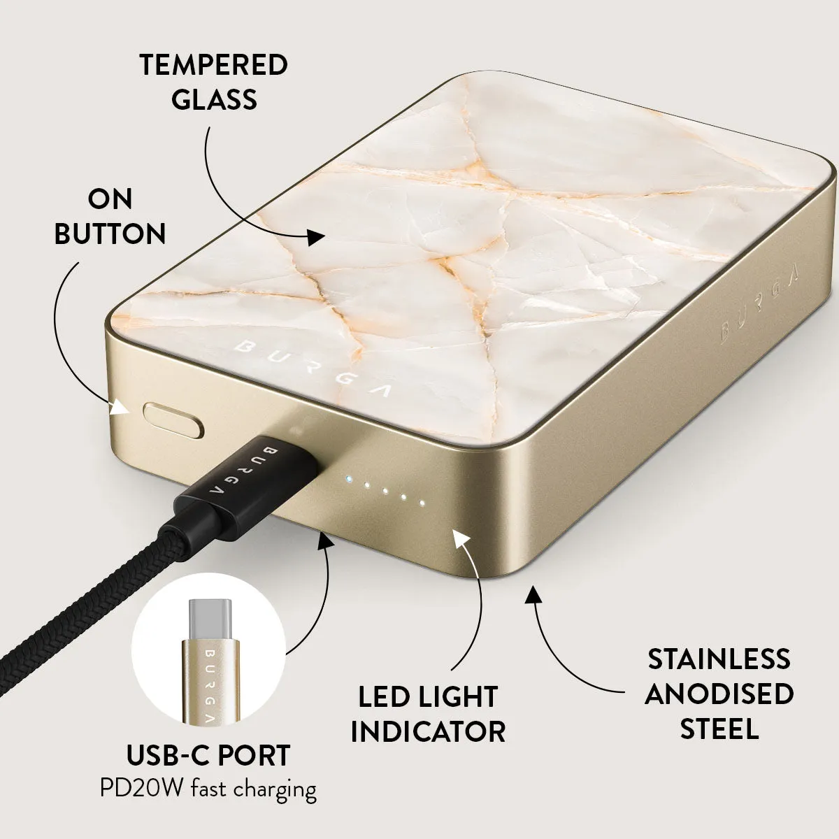 Vanilla Sand - Marble Magnetic Power Bank