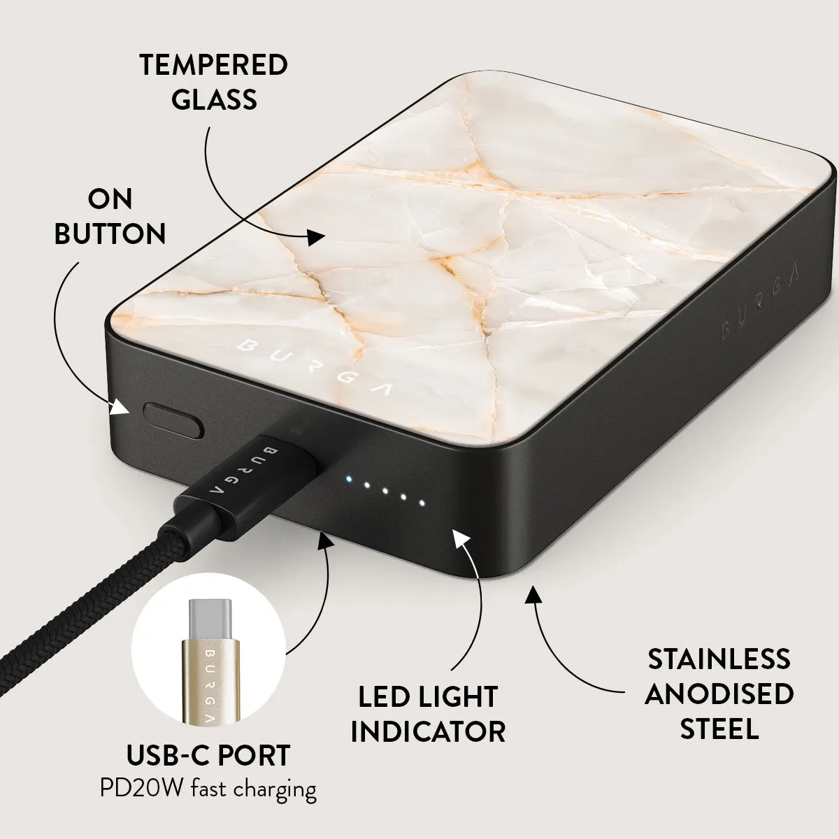 Vanilla Sand - Marble Magnetic Power Bank
