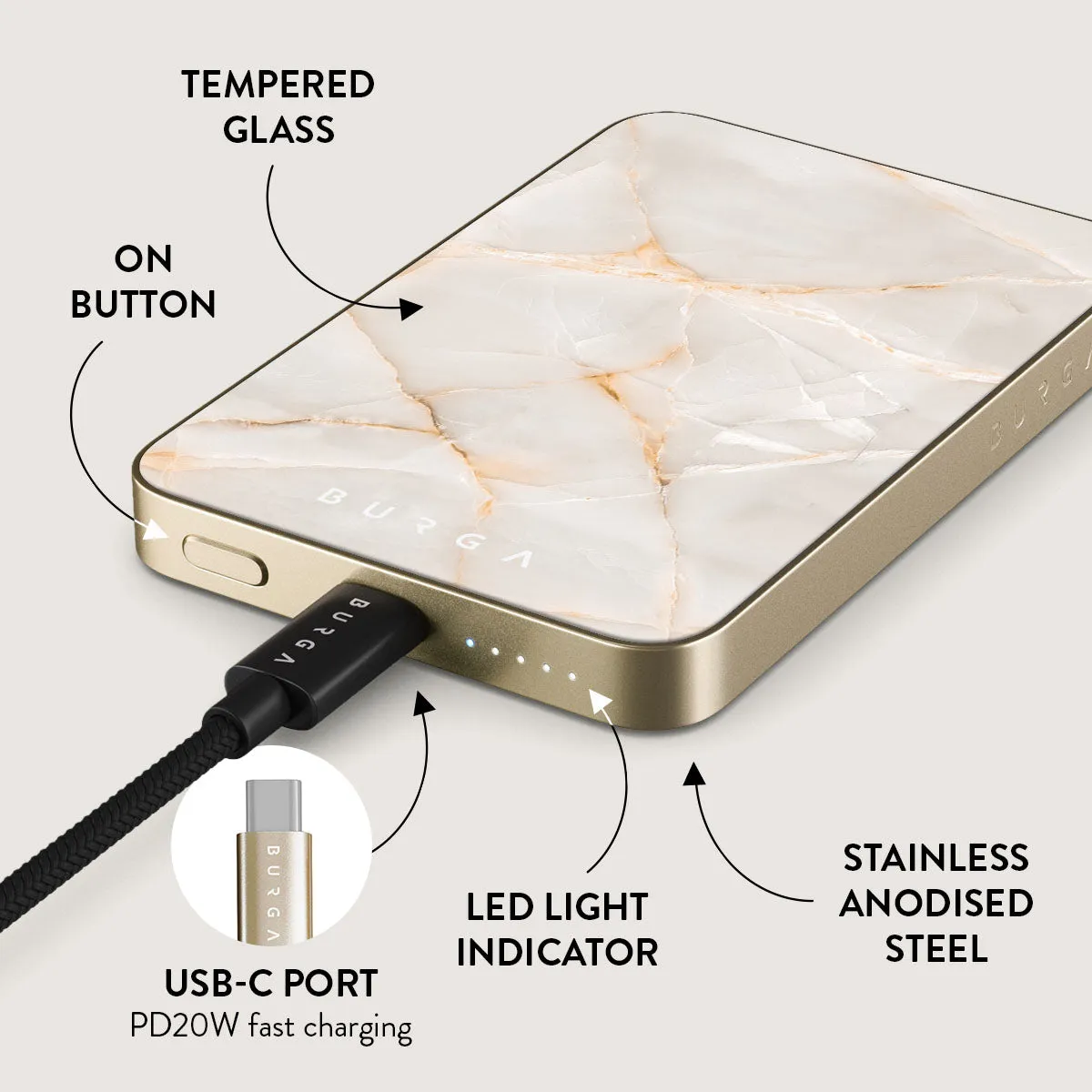 Vanilla Sand - Marble Magnetic Power Bank