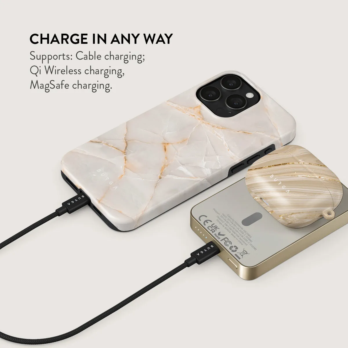 Vanilla Sand - Marble Magnetic Power Bank