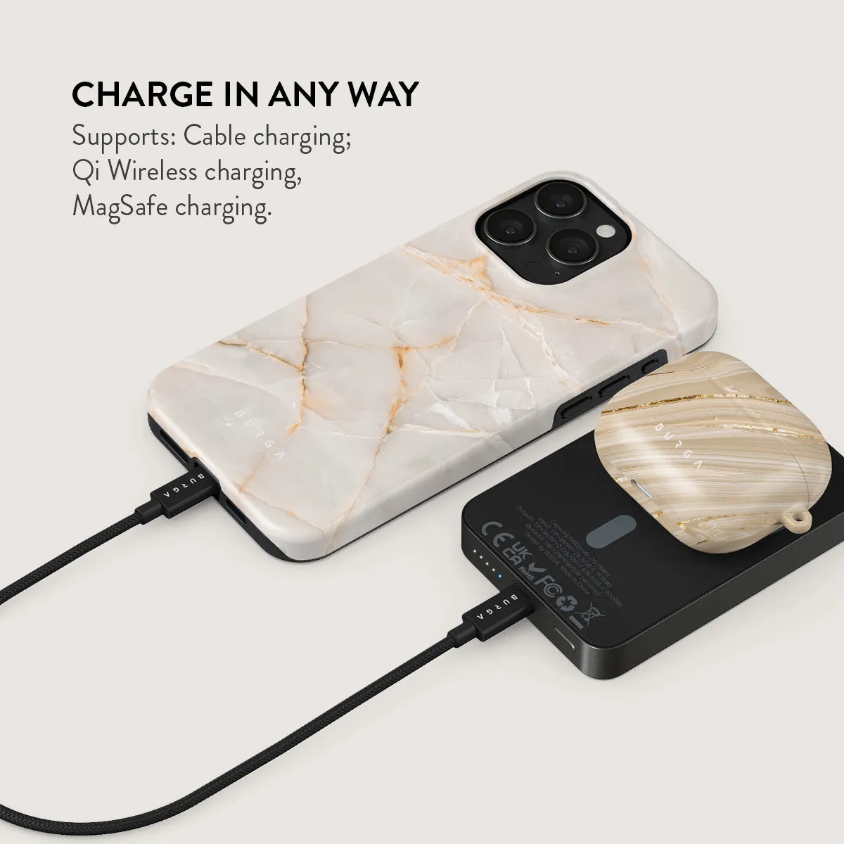 Vanilla Sand - Marble Magnetic Power Bank