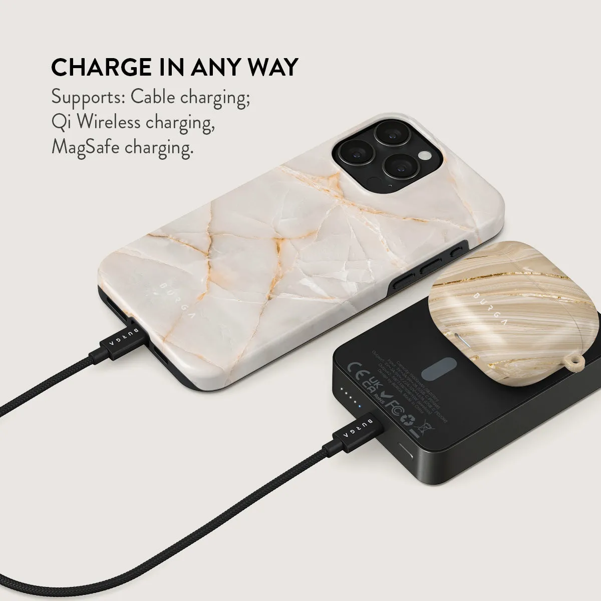 Vanilla Sand - Marble Magnetic Power Bank