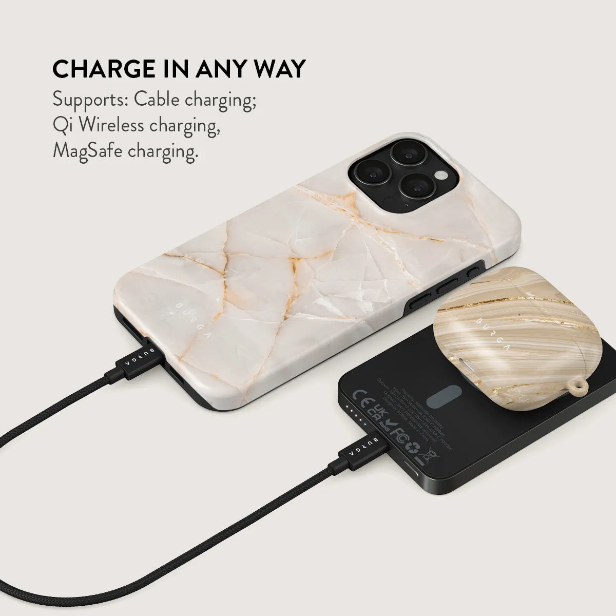 Vanilla Sand - Marble Magnetic Power Bank
