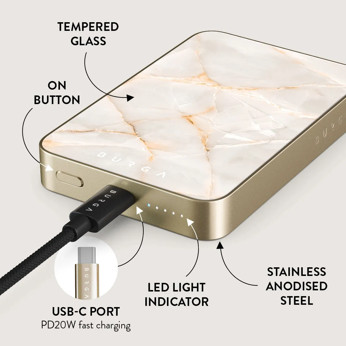 Vanilla Sand - Marble Magnetic Power Bank