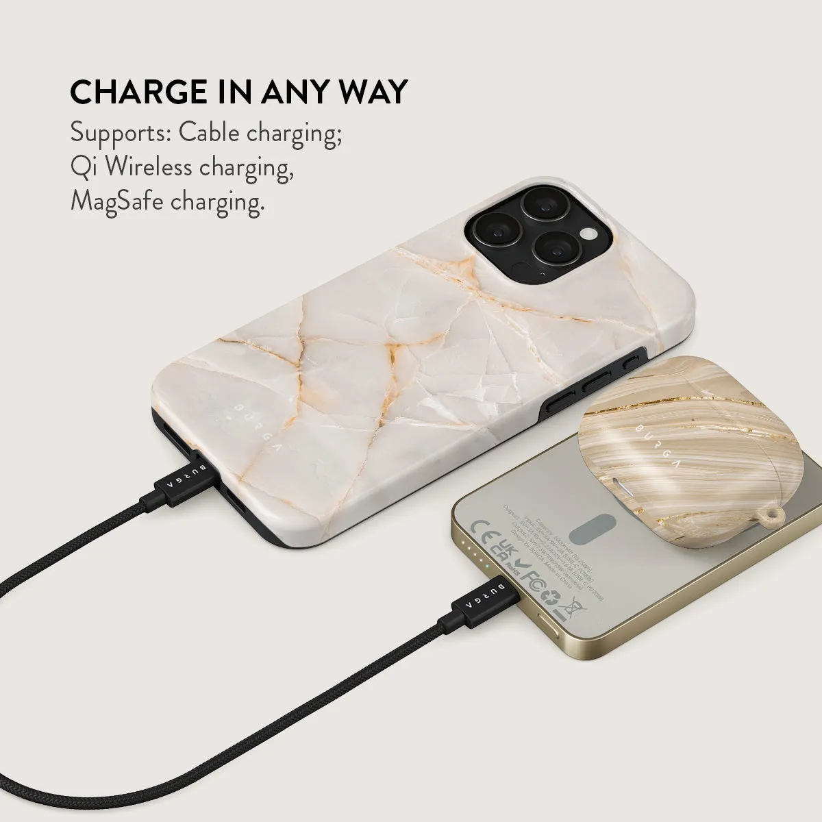 Vanilla Sand - Marble Magnetic Power Bank
