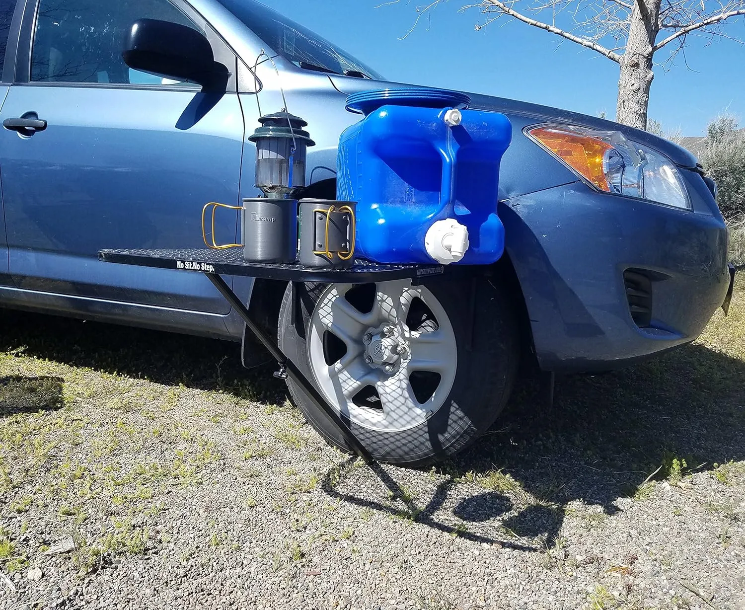 Vehicle Tire-Mounted Steel Camping, Travel, Tailgating and Outdoor Work Table, Black (Steel) , 29 x 23 x 1.5"