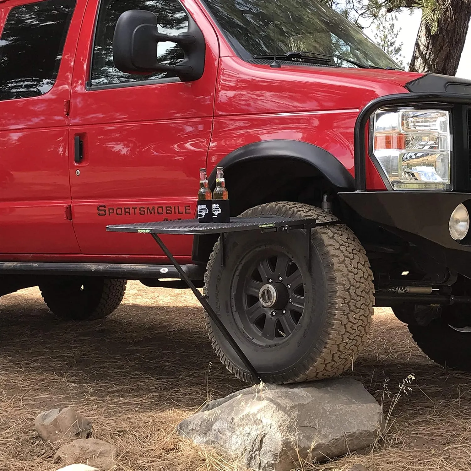 Vehicle Tire-Mounted Steel Camping, Travel, Tailgating and Outdoor Work Table, Black (Steel) , 29 x 23 x 1.5"