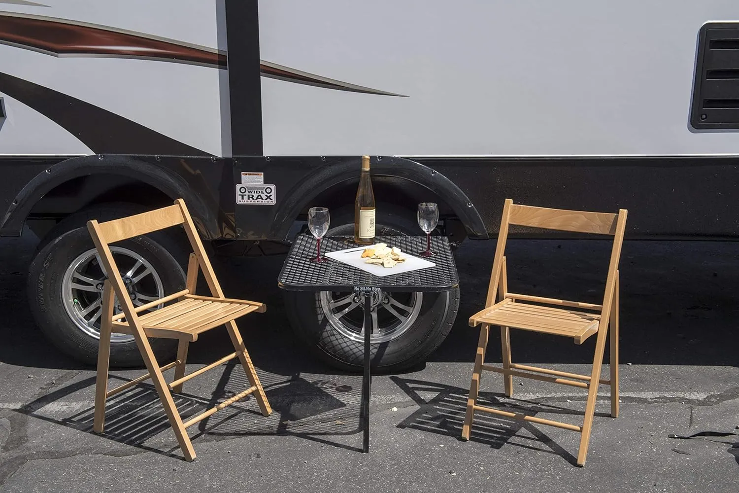Vehicle Tire-Mounted Steel Camping, Travel, Tailgating and Outdoor Work Table, Black (Steel) , 29 x 23 x 1.5"