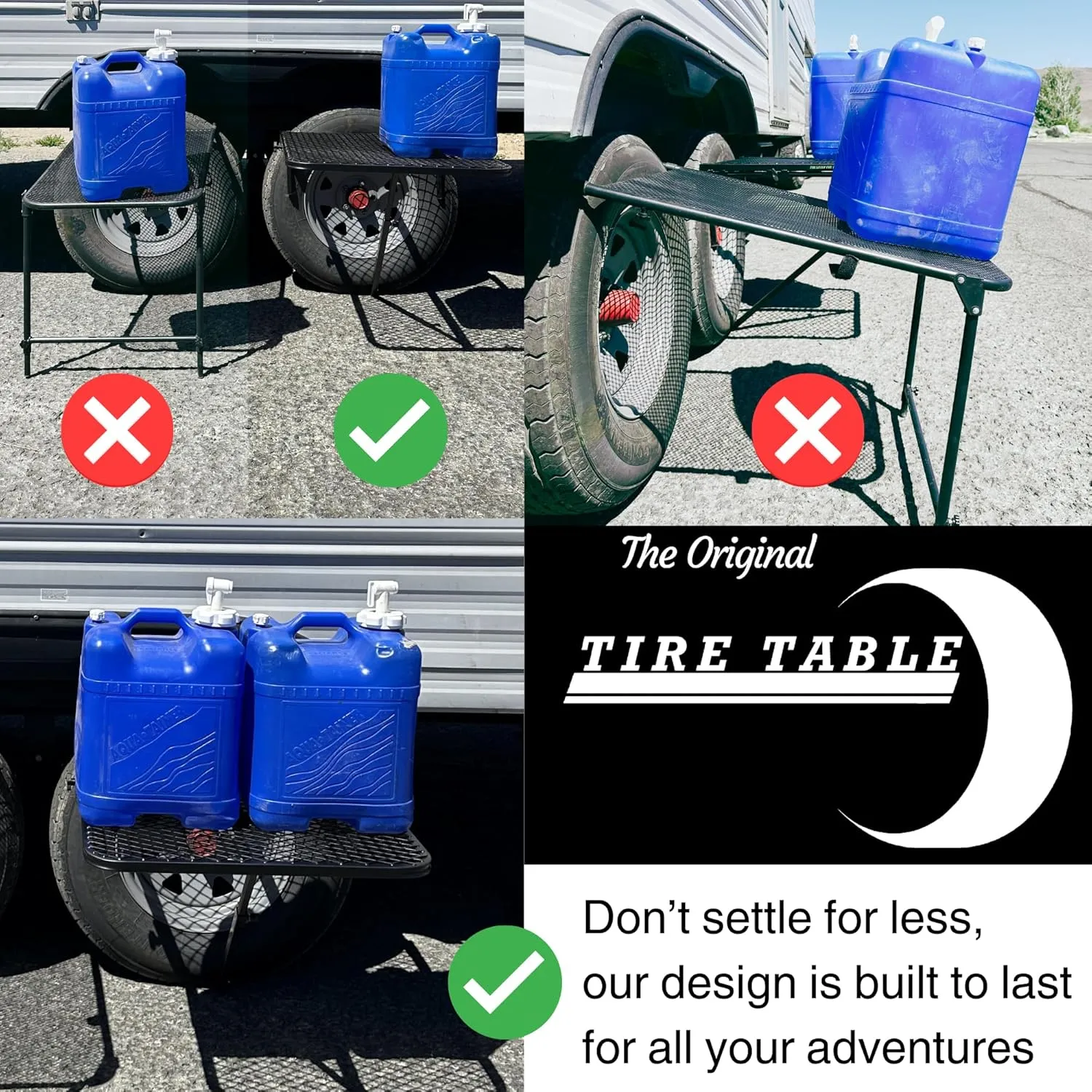 Vehicle Tire-Mounted Steel Camping, Travel, Tailgating and Outdoor Work Table, Black (Steel) , 29 x 23 x 1.5"