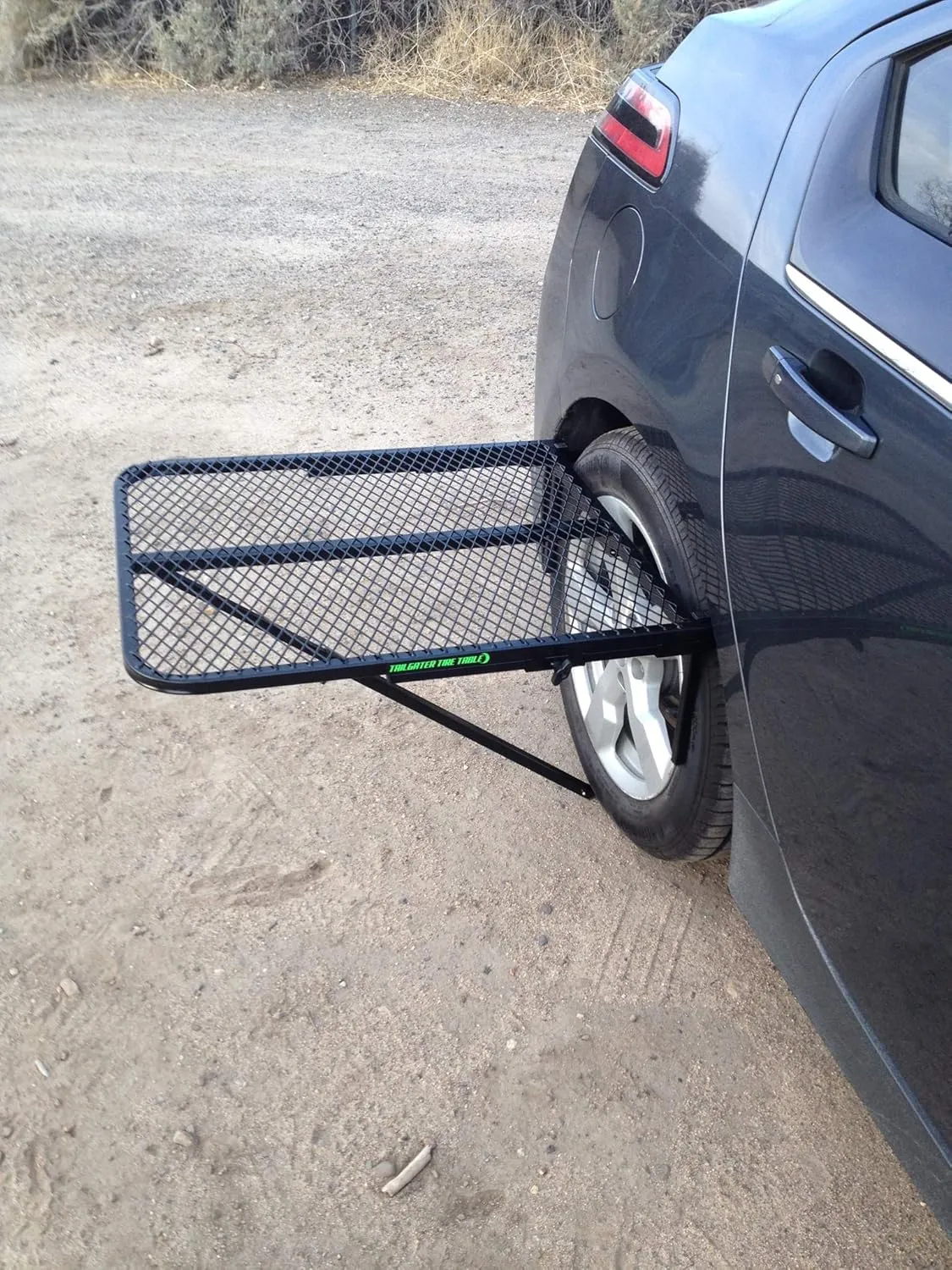 Vehicle Tire-Mounted Steel Camping, Travel, Tailgating and Outdoor Work Table, Black (Steel) , 29 x 23 x 1.5"