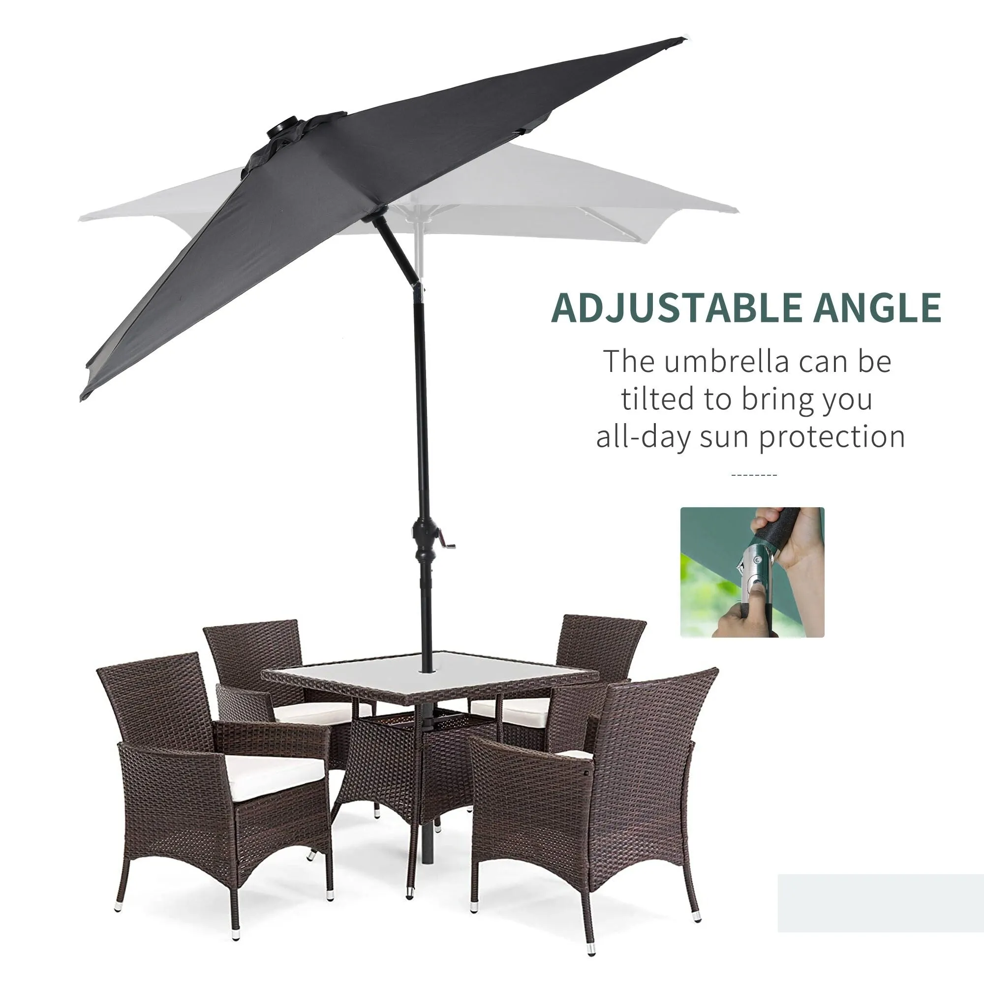 Versatile Outdoor Umbrella with LED Lights and Adjustable Features for Relaxation