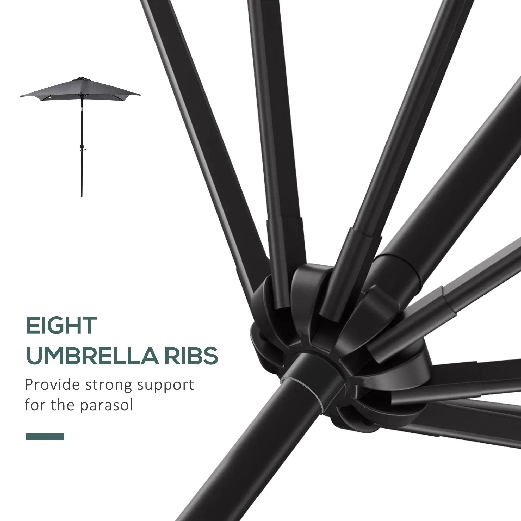 Versatile Outdoor Umbrella with LED Lights and Adjustable Features for Relaxation