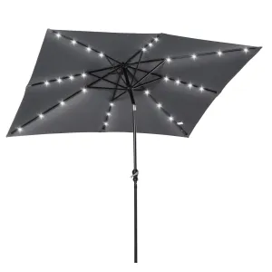 Versatile Outdoor Umbrella with LED Lights and Adjustable Features for Relaxation