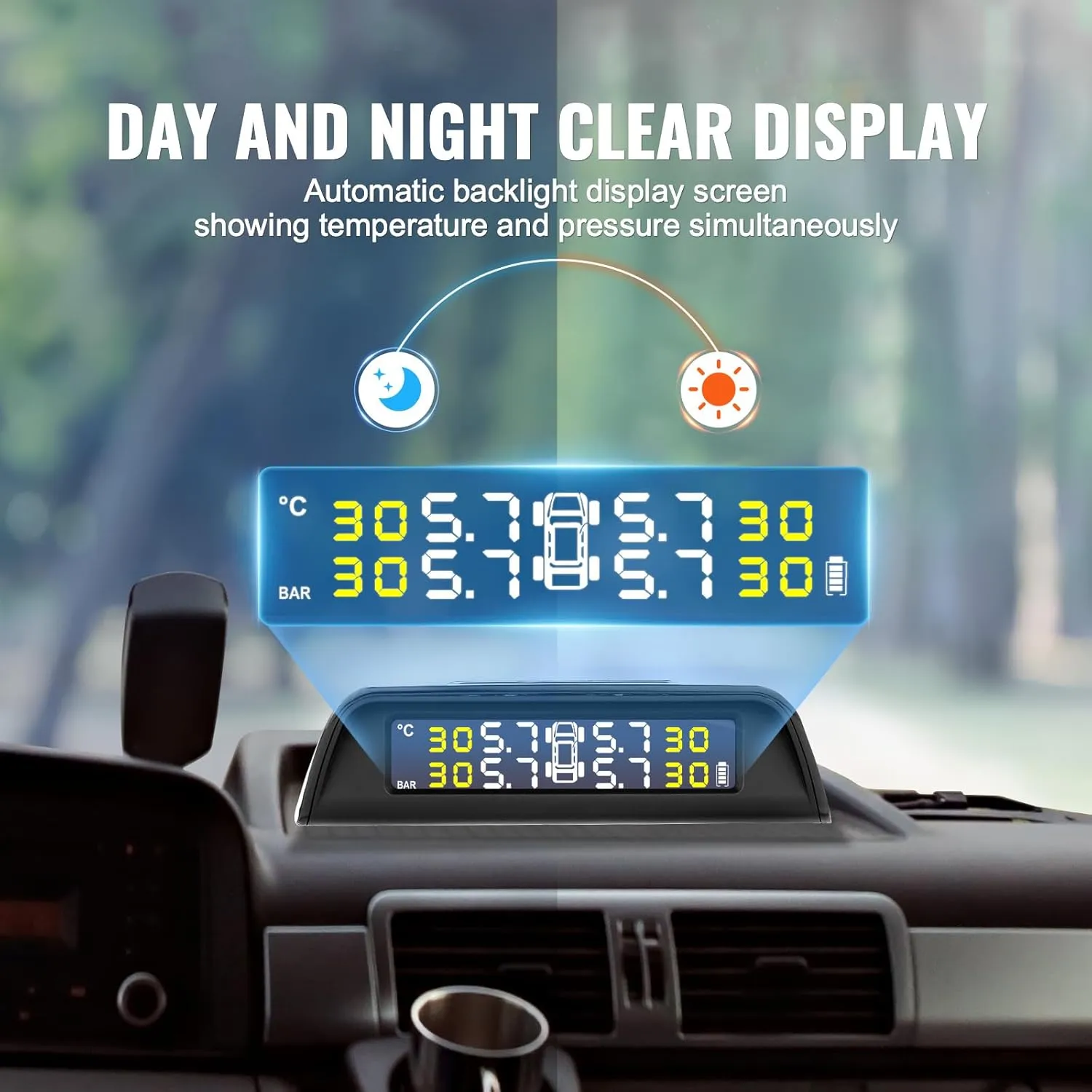 VEVOR RV Tire Pressure Monitoring System, 7.3-116 PSI Trailer TPMS 6 Tire with 6 Sensors, 5 Alarm Modes, Waterproof TPMS Sensors Set Solar Charge, and Real-time Display, Signal Booster