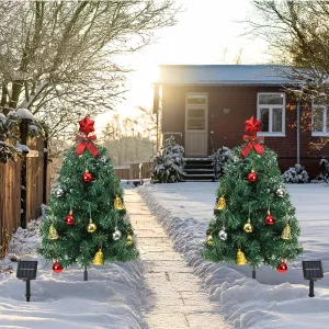 VINGLI 30 Inch Solar Christmas Tree, Outdoor Christmas Tree with 8 Flashing Light Modes for Garden, Courtyard, and Roadside Fence, Fast Charging & Long Lasting, 2PCS