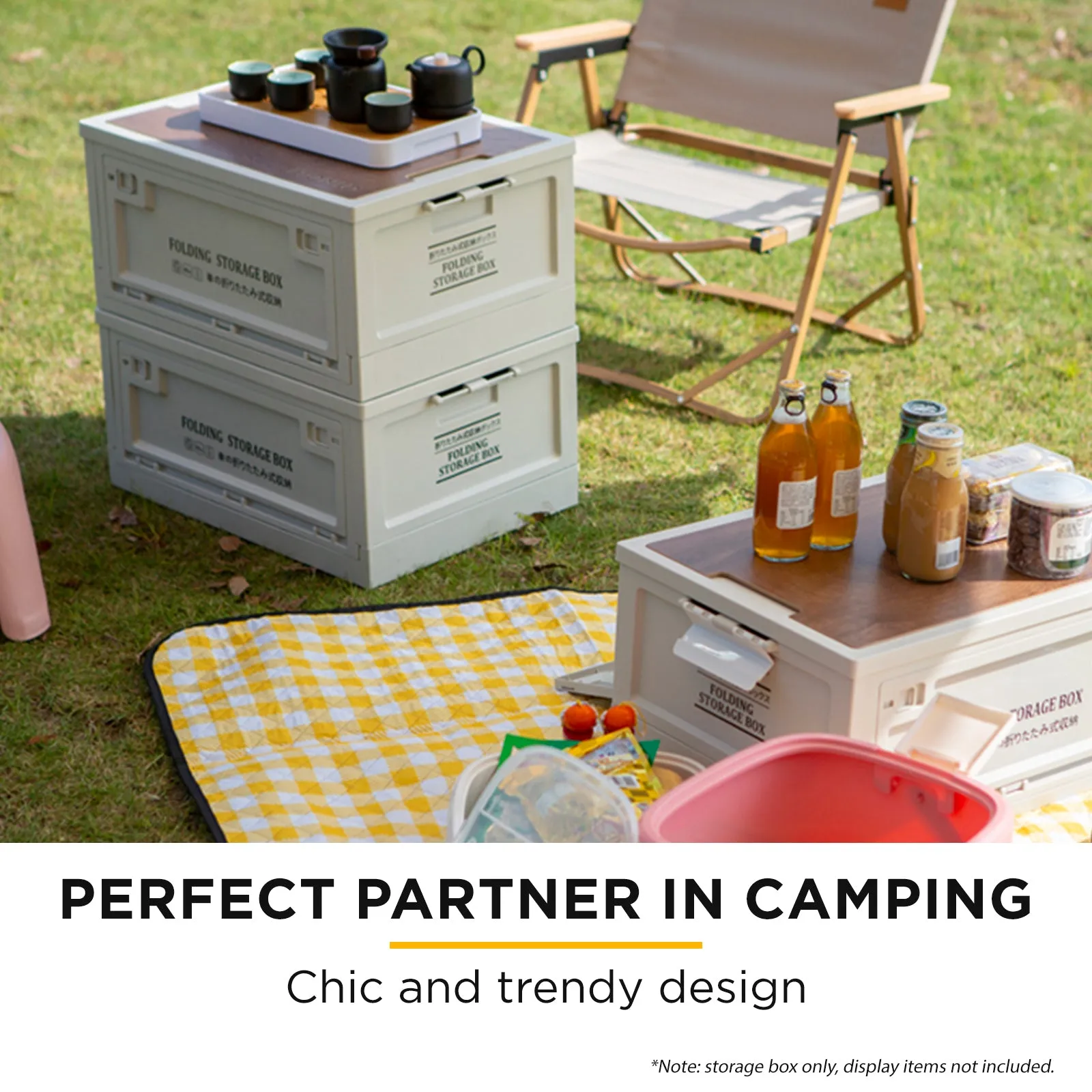 Viviendo Portable Heavy Duty Camping Storage Box Foldable and Stackable Container