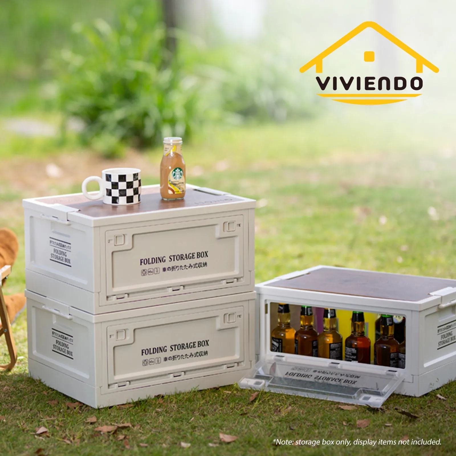 Viviendo Portable Heavy Duty Camping Storage Box Foldable and Stackable Container