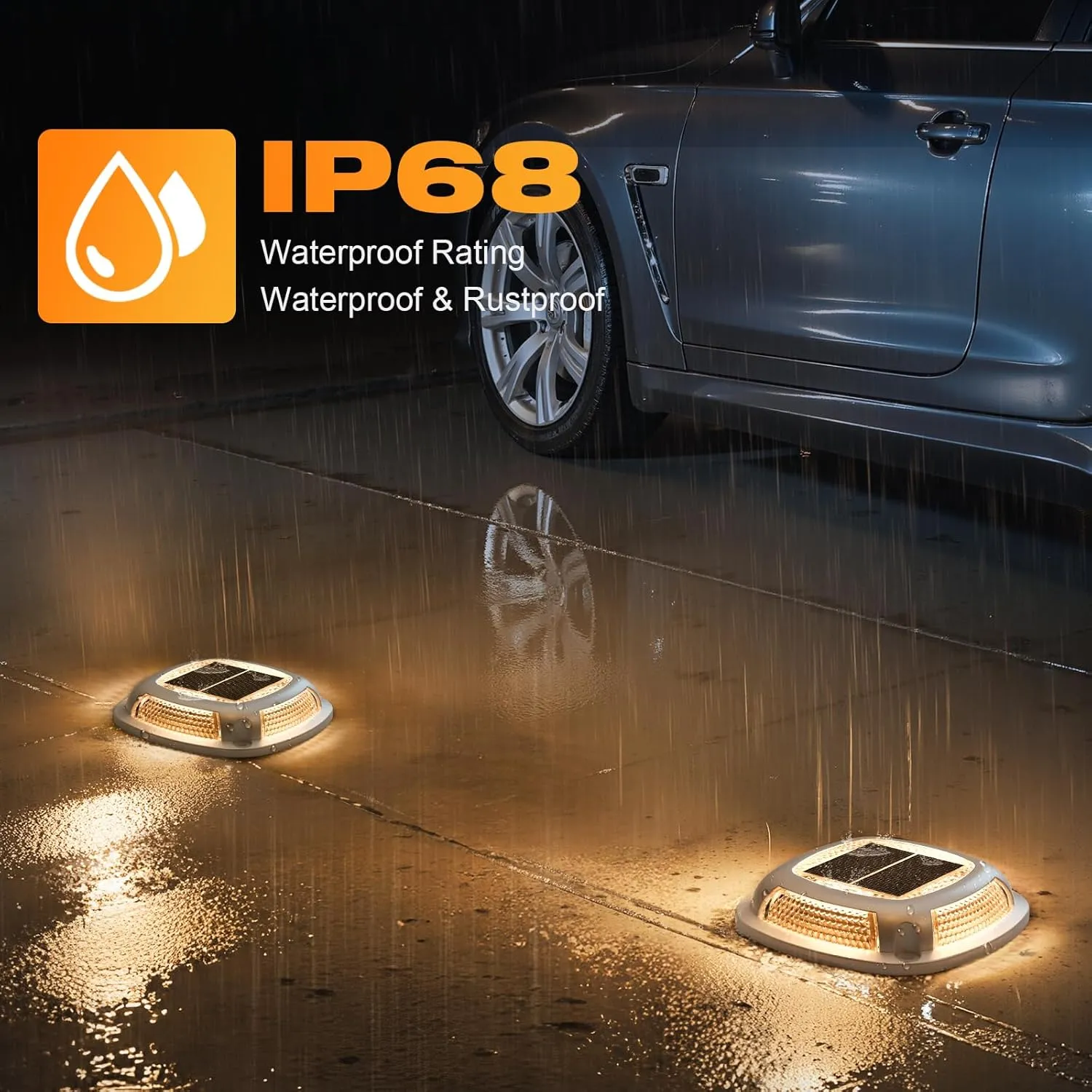 VOLISUN Solar Driveway Lights 8 Pack Waterproof Dock & Deck Marker Lights,2-in-1 Warm White & White LED,IP67 Wireless Outdoor Solar Light for Driveways,Sidewalks,Pathways,and Yards