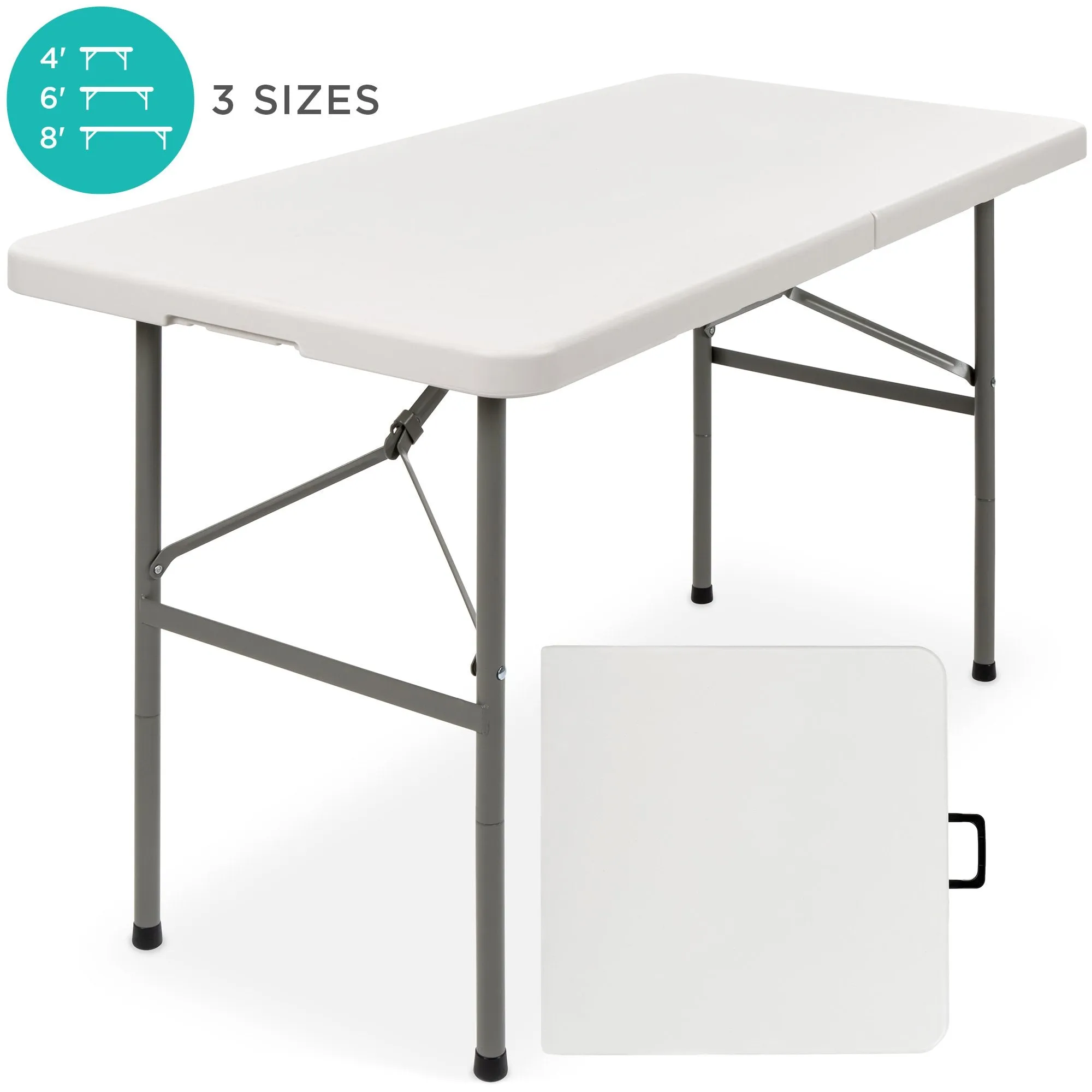 w/ Folding Portable Highly praised Don't miss out Lock Handle, Table Plastic 4ft Dining