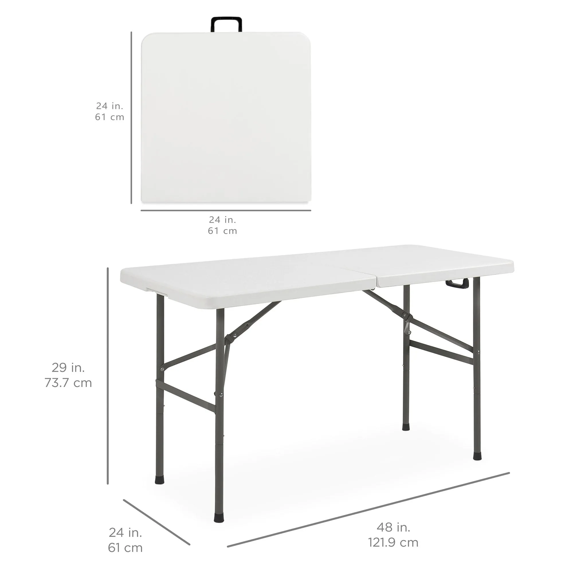 w/ Folding Portable Highly praised Don't miss out Lock Handle, Table Plastic 4ft Dining