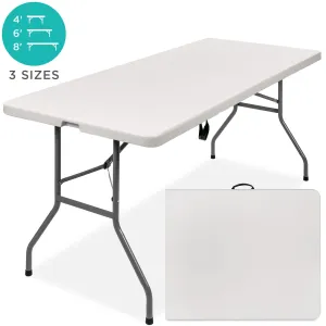 w/ Portable Table Dependable Handle, Dining Plastic Folding Lock Cloud-based 6ft
