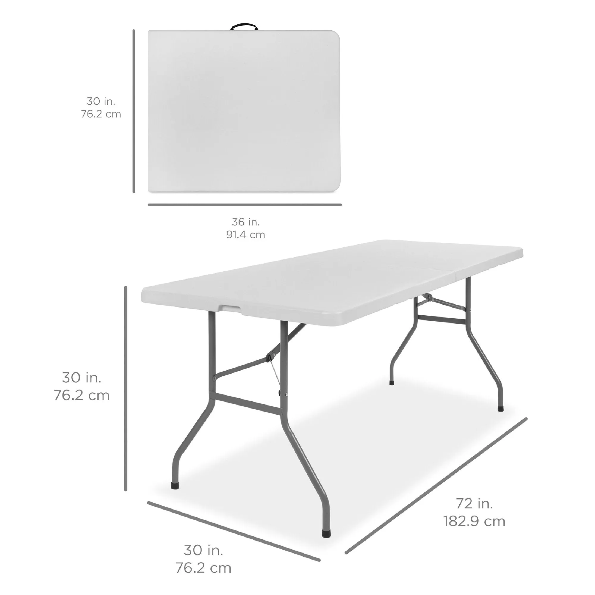 w/ Portable Table Dependable Handle, Dining Plastic Folding Lock Cloud-based 6ft