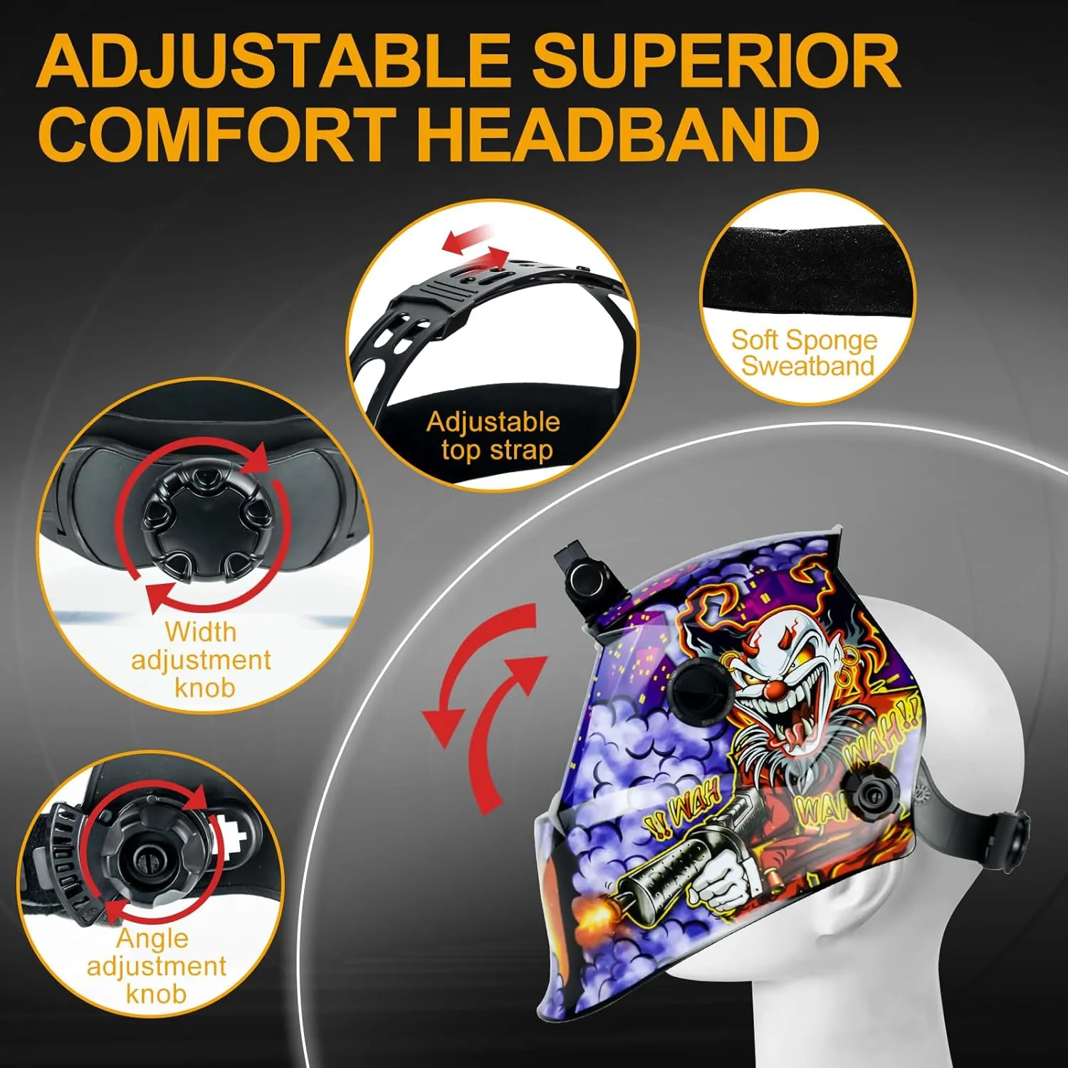 Welding Hood Auto Darkening Welding Helmet with Light True Color 1/1/1/2 Top Optical Clarity Wide Shade 9-13 Welding Mask with Grinding Weld Helmet (KTS-JD17)