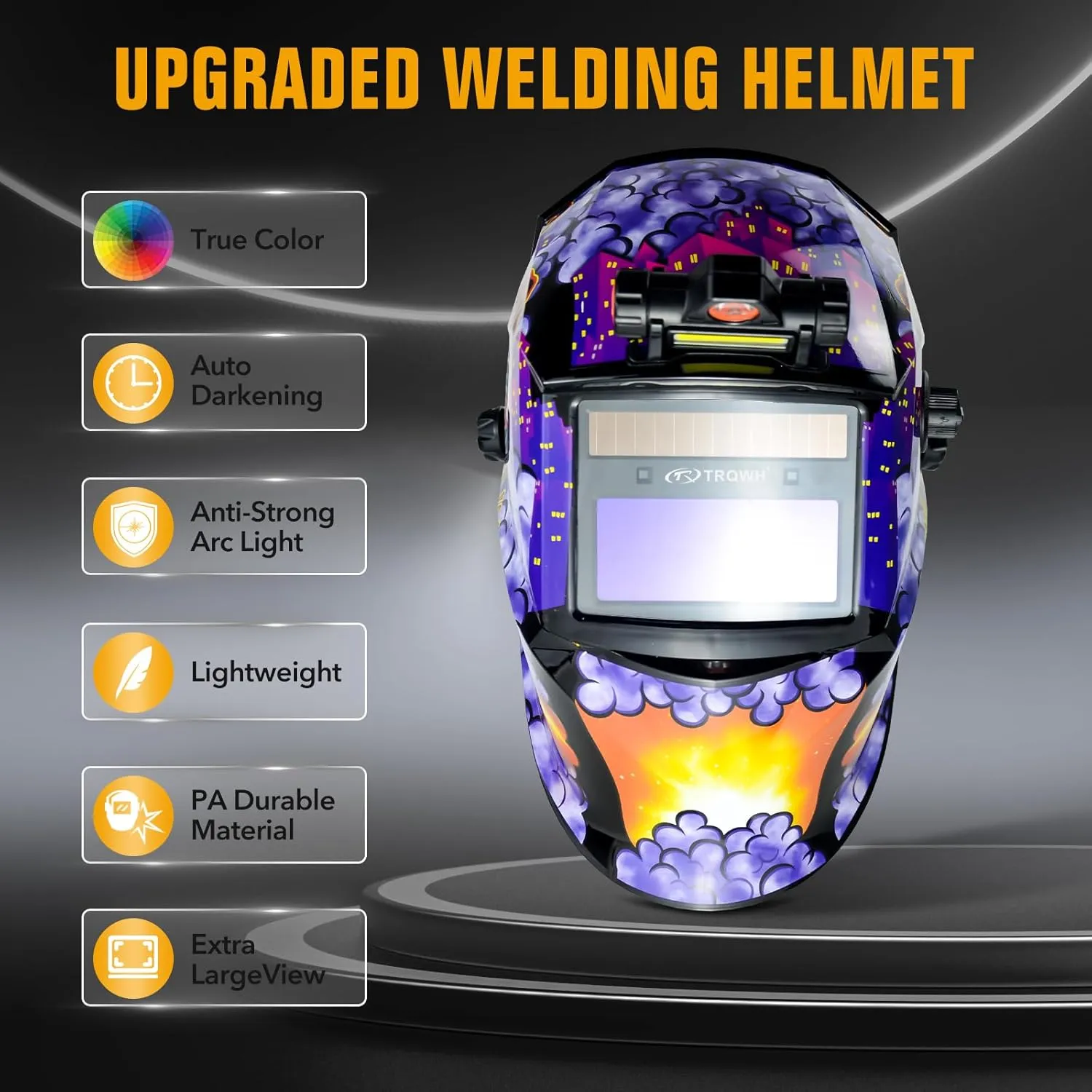 Welding Hood Auto Darkening Welding Helmet with Light True Color 1/1/1/2 Top Optical Clarity Wide Shade 9-13 Welding Mask with Grinding Weld Helmet (KTS-JD17)