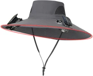 Wide Brim Fan Hat Solar Powered, UPF 50  Solar Panel Fan Hat for Fishing Camping Hiking Beach Outdoor