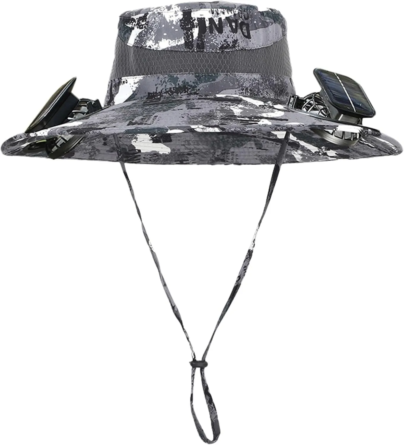 Wide Brim Fan Hat Solar Powered, UPF 50  Solar Power Fan Bucket Hat for Hiking Camping Outdoor Beach Fishing
