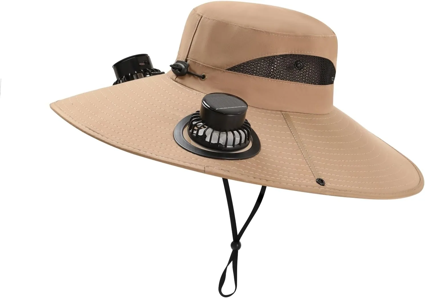 Wide Brim Solar Fan Hat, Hat with Fans Solar Power, USB Charging Sun Hat with 2 Solar Fan for Men Women Outdoor Fishing