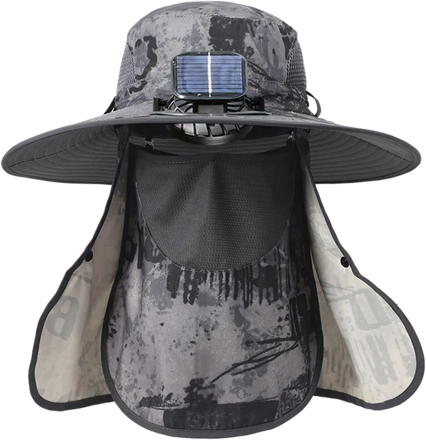 Wide Brim Solar Fan Hat Outdoor Fishing Hat with Fan Built in Sombrero para El Sol Hombre Removable & USB Charging