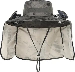 Wide Brim Solar Fan Hat Outdoor Fishing Hats for Men Wide Brim Sun Hat with 2 Solar Fan, Removable & USB Charging
