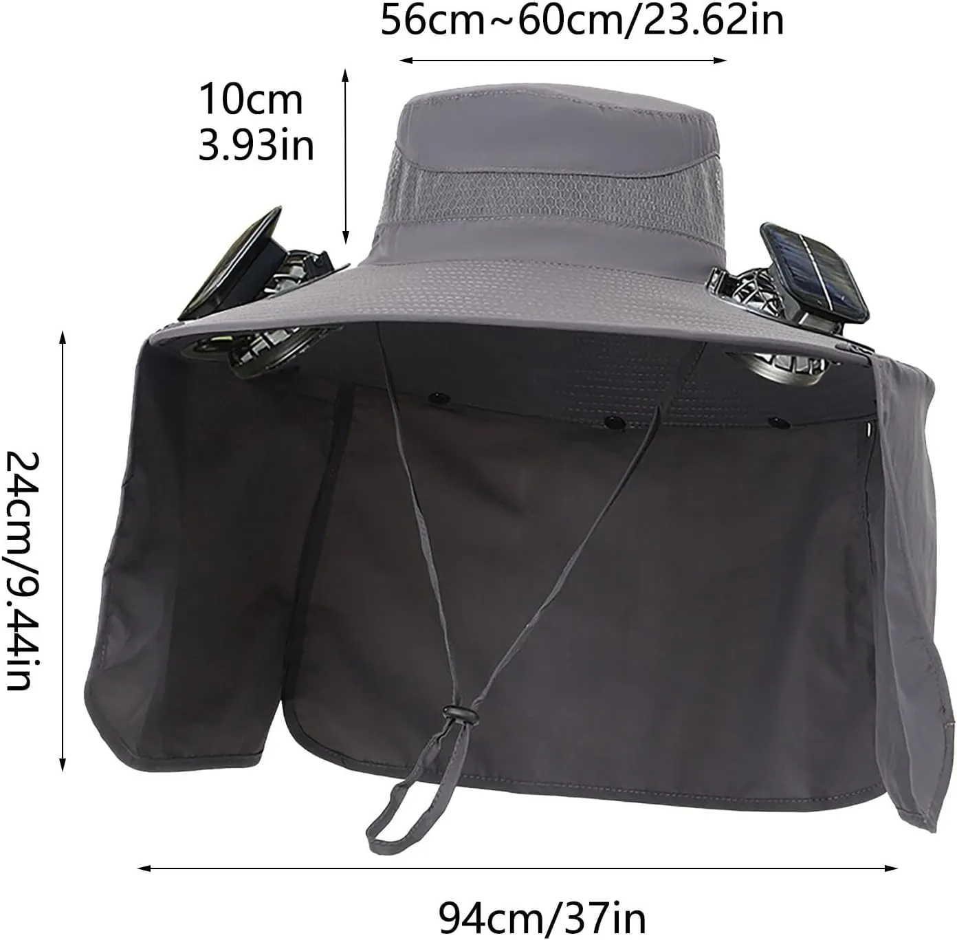 Wide Brim Solar Fan Hat Outdoor Fishing Hats for Men Wide Brim Sun Hat with 2 Solar Fan, Removable & USB Charging