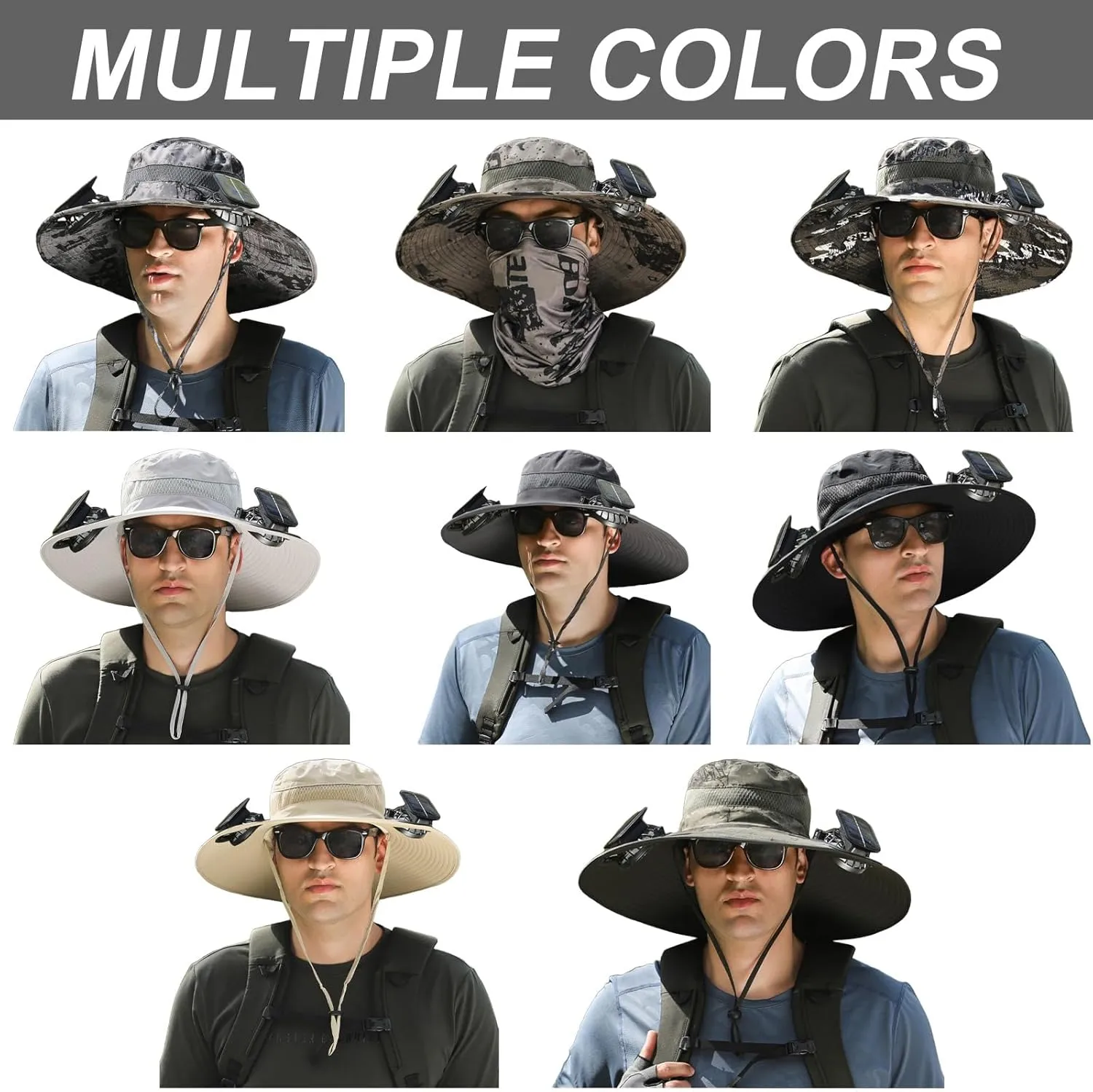 Wide Brim Solar Fan Hat Outdoor Fishing, Solar Panel Fan Outdoor Hat, Solar Powered Double Fan Hat, USB Charging Fan